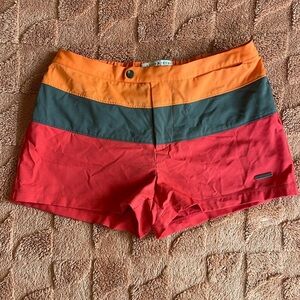 Parke & Ronen Red & Orange 2” Angeleno Solid Stretch Swim Trunk